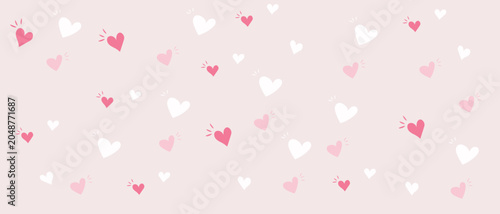 Pink Hearts Background Vector Illustration, Romantic Love Pattern for Valentine's Day