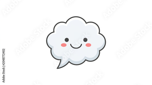 Cute cartoon cloud with happy face and blush cheeks.