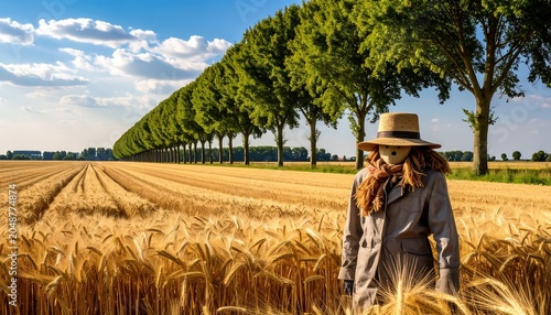 Farmer tending to hay bales in rural field.