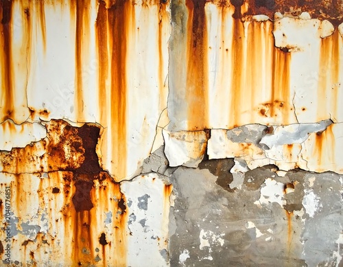 Weathered wooden fence with peeling paint textures.