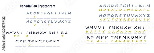Konstfotografi Canada Day cryptogram for educational learning and concentration