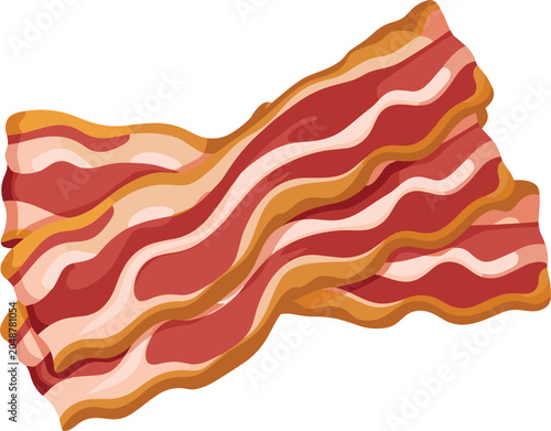 Fotografia Two raw uncooked bacon slices with marbled fat layers, fresh pork meat strips is