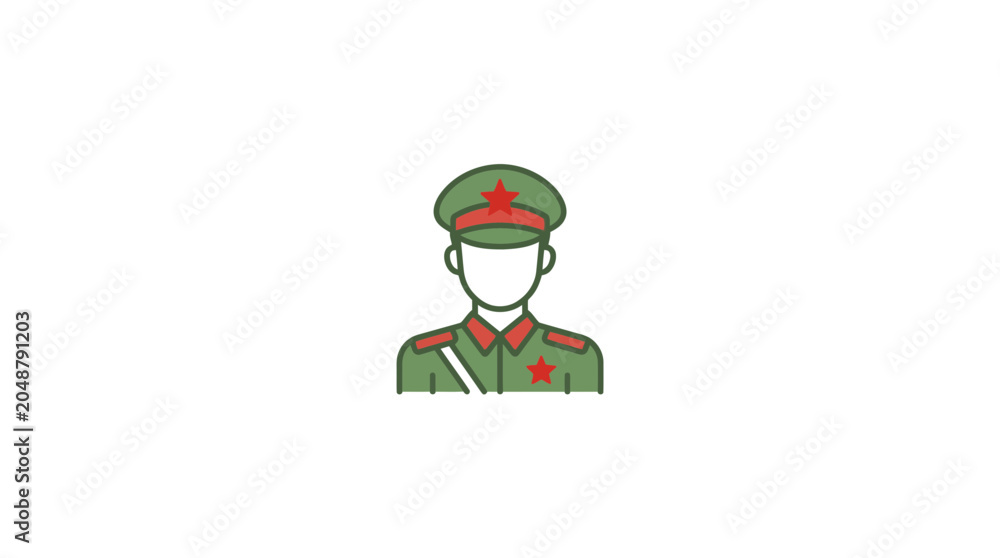 Fototapeta premium Military Officer Icon Vector Illustration - Soldier Uniform Emblem