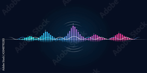 Blue abstract sound wave vector illustration with music equalizer waveform digital audio background design