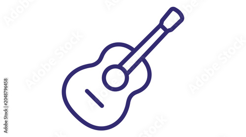 Simple purple vector illustration of an acoustic guitar featuring clean outlines for modern graphic design projects