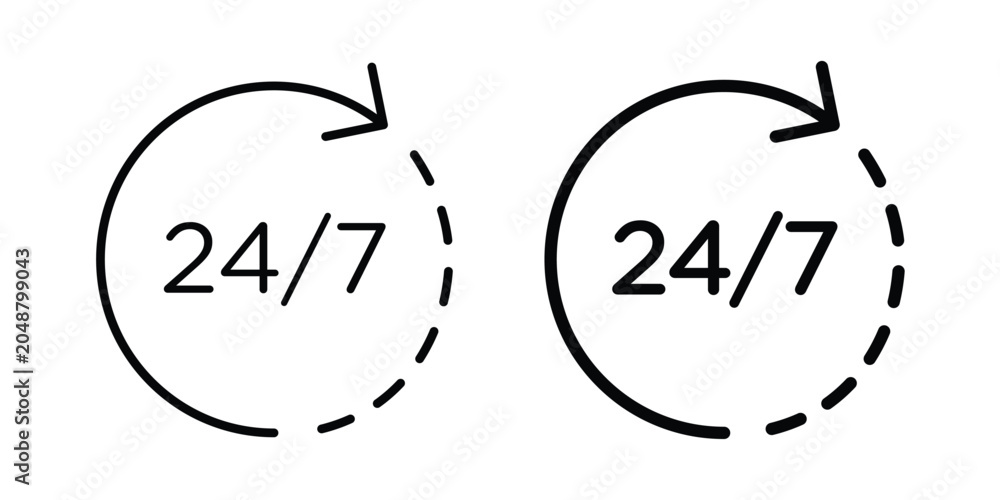 Fototapeta premium 24 Hours Support icon vector symbol in black filled and stroke style