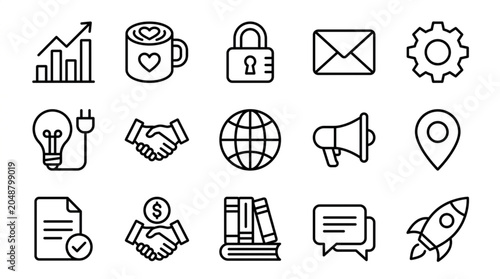 Schilderij op canvas Collection of Business and Technology Icons.