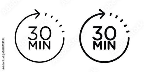 Photos 30 minutes icon. Editable line vector element set