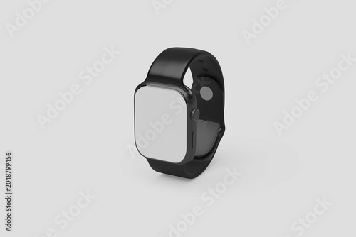 Smart Watch Mockup with Blank Screen Isolated on Gray Background