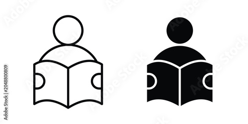 Tableau sur toile Book open reader icon. Editable line vector element set