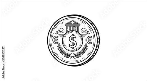 Obraz na plátně Coin with Dollar Symbol and European Currency Symbols.