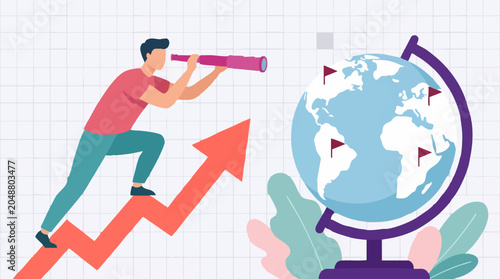 Fotografi Visionary Man on Growth Chart Planning Global Business Strategy