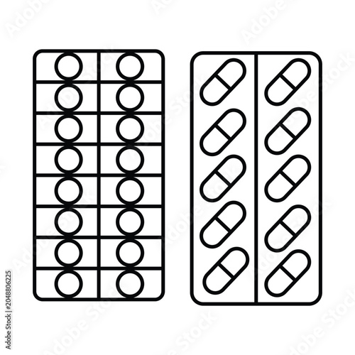 Pills set icon. Vector illustration medications on white background.