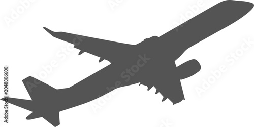 Konstfotografi Minimalist Jet Plane Black Line Vector Icon on White Background