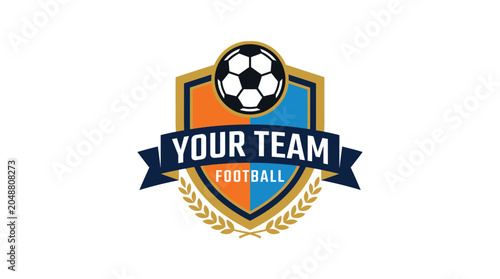 Professional football team shield logo vector illustration featuring a classic crest design with soccer ball