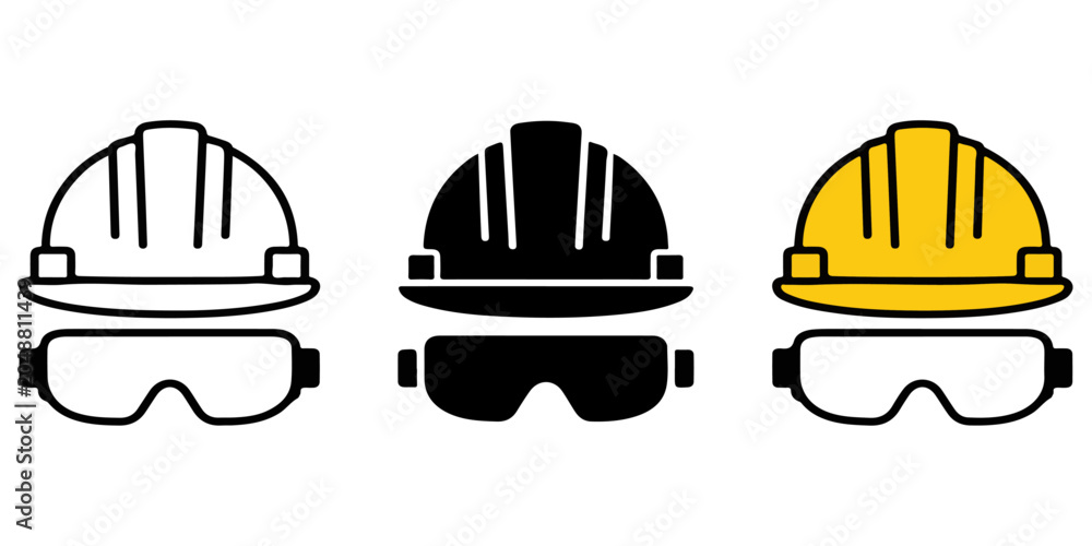 Fototapeta premium Isolated vector illustration of a red construction helmet and protective safety hardhat icon for industry work equipment