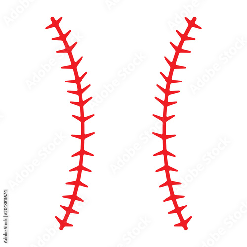 Baseball stitches appear as two parallel red curved lines representing the classic pattern found on a professional leather ball.