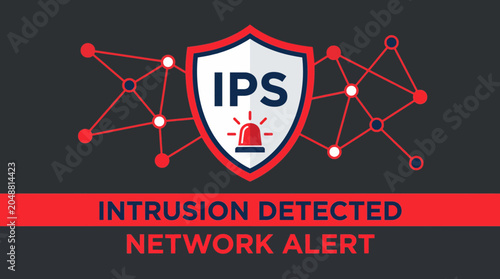 Obraz na płótnie Intrusion Prevention System Alert Red Signal Network