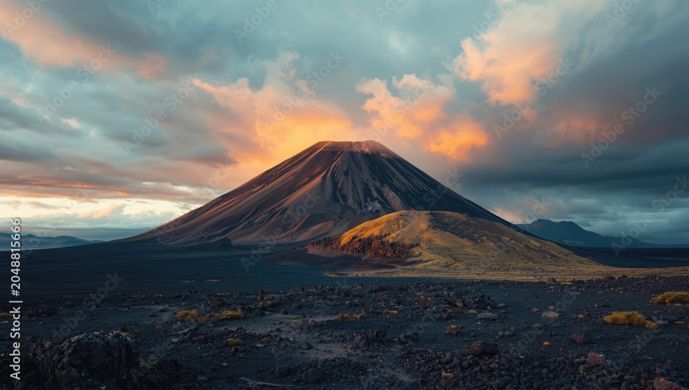 Fototapeta premium Encountering the Geological Marvel of a Volcanic Peak Outdoors