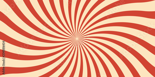 Bild auf Leinwand Retro Red and Cream Sunburst Spiral Background, Vintage Abstract Starburst Pattern