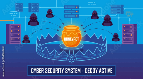 Schilderij op canvas Honeypot Trap System Luring Cyber Attackers