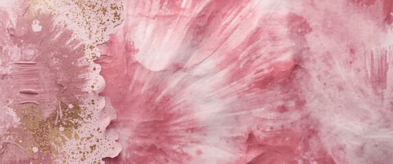 Trendy paper print showcasing dirty art details on a pink and gold tie dye backdrop