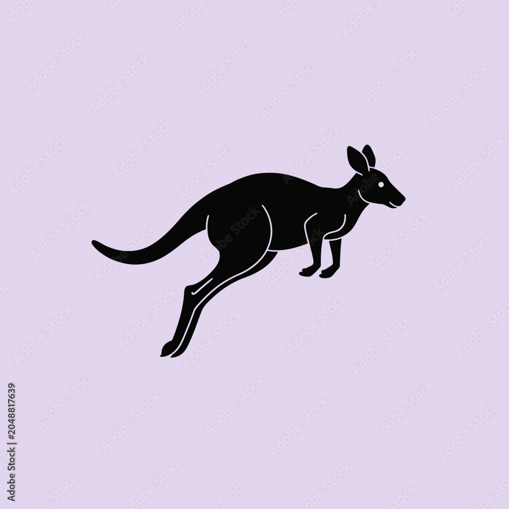 Fototapeta premium A black silhouette of a jumping animal on a soft, pastel-colored background