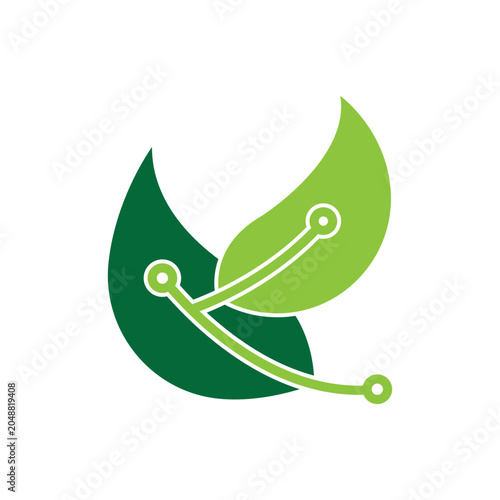 Green leaf integrated into a circuit board design template