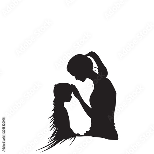 silhouette of mother and daughter