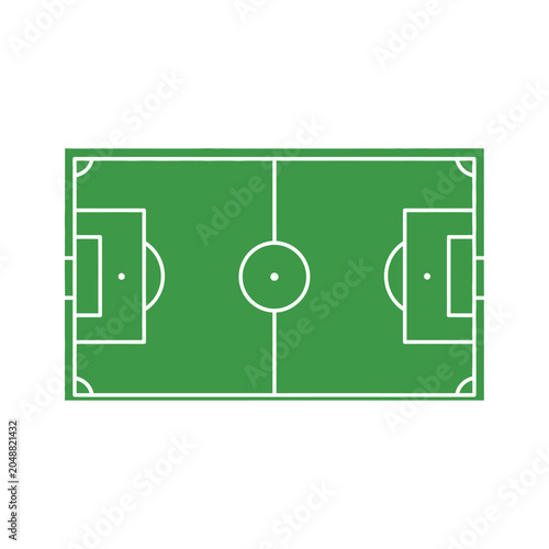 Soccer field top view icon flat vector illustration isolated on white background