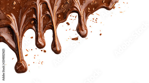 Melted chocolate drips on a transparent background.