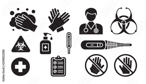Foto Medical and health safety icons for disease prevention and doctor services