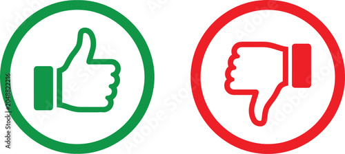 Cuadro en lienzo Green thumbs up and red thumbs down icons set for feedback and evaluation