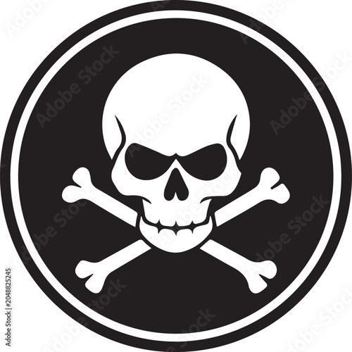 Skull and Crossbones Pirate Circle Emblem Vector