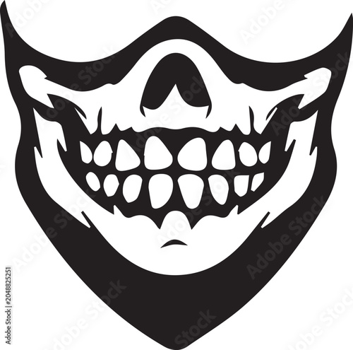 Skull Teeth Bandana Face Mask Biker Tattoo Vector Graphic