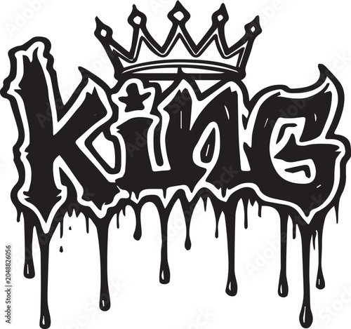 Graffiti King Typography Tag with Crown Vector Art