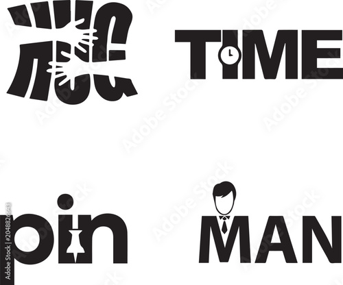 Creative Time and Hug Typography Logo Text Vector