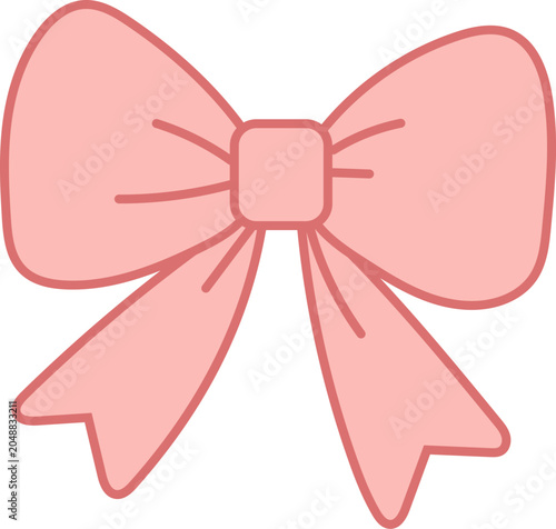 Simple Bow Icon Isolated on Transparent. Tied Ribbon Decorative Element. Birthday Party Gift Decor Graphic Design