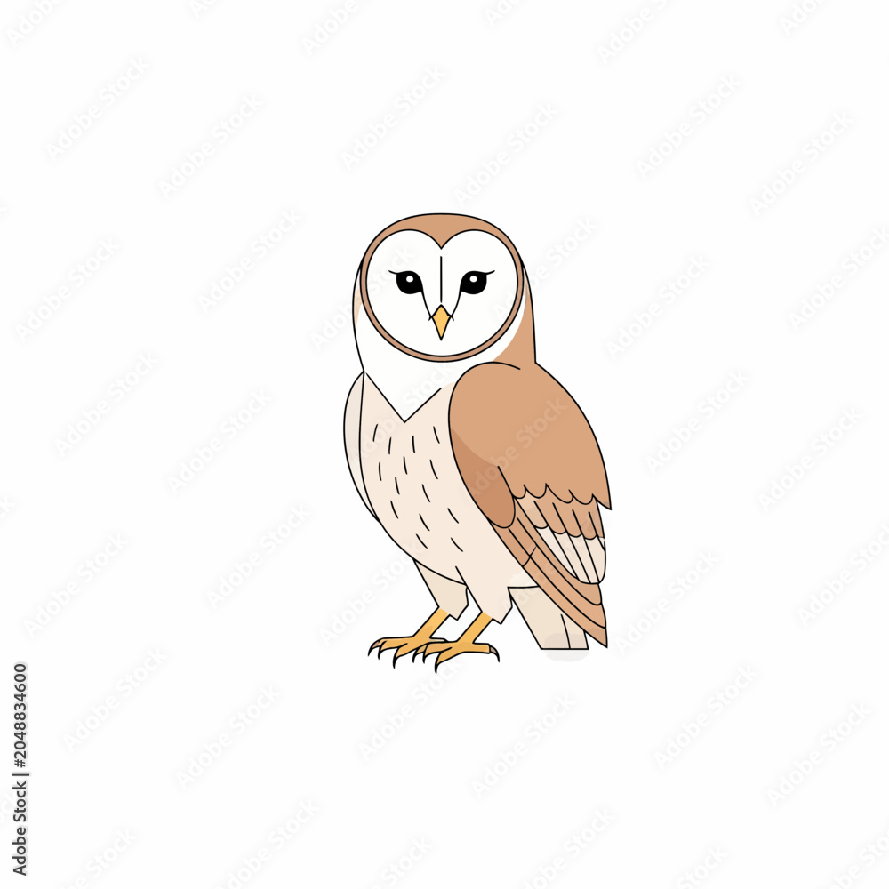 Fototapeta premium Cute barn owl illustration standing in profile