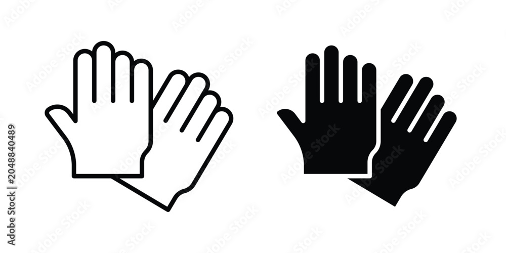 Fototapeta premium Gloves icon. line and filled black pictograms.