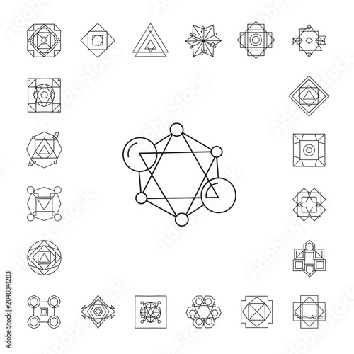 Geometric shapes and sacred symbols.