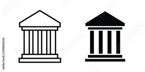 Fotografie Institution icon. line and filled black pictograms.