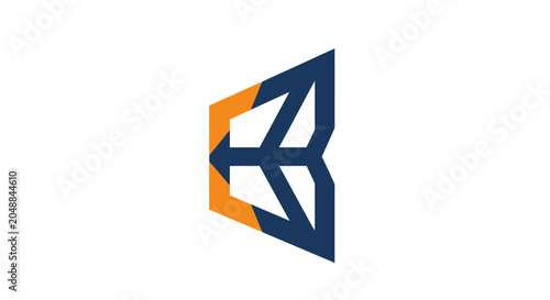 Geometric shapes in orange blue.