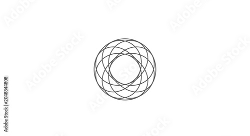 Geometric wireframe sphere with intersecting lines.