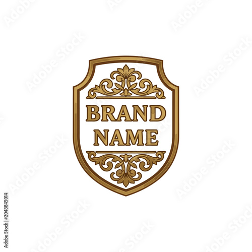 Golden Brand Name Logo Emblem.
