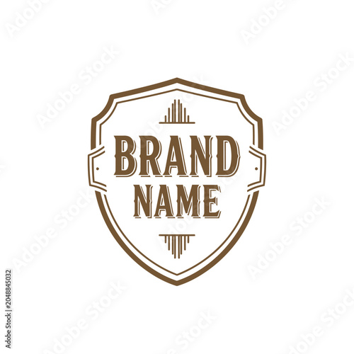 Golden Brand Name Logo Emblem.