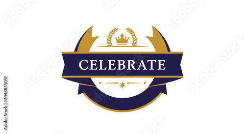 Golden Crown Emblem Celebrate Logo.