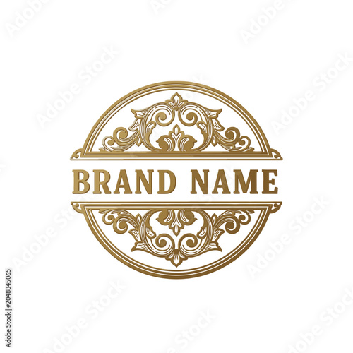 Golden Brand Name Logo Emblem.