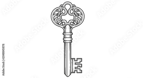 Картината върху платно Old antique skeleton key closeup.