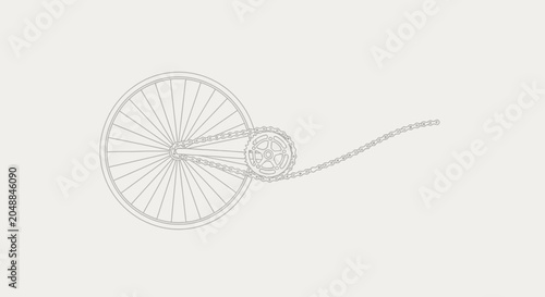 Foto Vintage bicycle wheel with chain.
